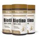 Kit 3 Biotina 45mcg 150 IDR Cabelos Unhas Firmeza e Crescimento 60 Cápsulas Fitoprime
