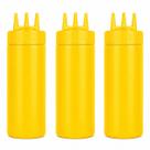 Kit 3 Bisnagas Amarelas 700ml para Molhos Bico Triplo