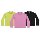 Kit 3 Blusa Canelada Infantil Rosa Preto Verde Elian