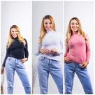 Kit 3 blusa feminina gola alta de manga longa