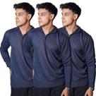 Kit 3 Blusa Polo Meio Zíper Masculino Manga Longa 100 Poliéster Outono Inverno Diversas Cores