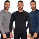 KIT 3 Blusa Térmica Proteção UV Poliester Vekyo Manga Longa Treino Moda Fitness Masculina Musculação