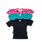Kit 3 Blusas Blusinhas Infantil Com Babado Manga Kit 3 Blusas Blusinhas Infantil Com Babado Manga