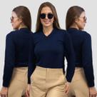 Kit 3 Blusas Feminina Sueter Tricô Macio Gola V Manga Longa Inverno