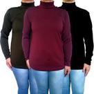 Kit 3 Blusas Femininas Cacharrel Manga Longa Soltinhas Lisas Cores Sortidas Malha Crepe Pp Plus Size