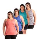 KIT 3 Blusas Regata Plus Size Dry Fit Fitness Academia