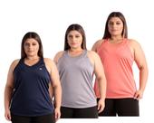 KIT 3 Blusas Regatas Plus Size Dry Fit Fitness Academia KIT 3 Blusas Regatas Plus Size Dry Fit Fitness Academia