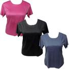 Kit 3 Blusas Suede Femininas T-shirt Manga Curta Plus Size