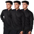 Kit 3 Blusas Suéter Meio Zíper com Gola Alta Masculino Manga Longa Inverno Outono Diversas Cores