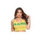 Kit 3 Blusinha Cropped Feminino Tricot Brasil Regata Copa do Mundo - Atacado
