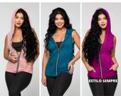 kit 3 Blusinhas Feminina Fit Roupa Academia Blusa Camiseta Manu Com Capuz e bolso
