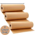 Kit 3 Bobina Papel Semi Craft Pardo 60cm Embalagem Caixa