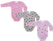 Kit 3 body para bebê em suedine meninos e meninas p ao gg Kit 3 body para bebê em suedine meninos e meninas p ao gg