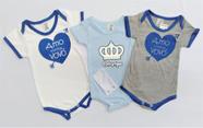 KIT - 3 Bodys Estampas Divertidas com 2 Extensores - Masculino - Tamanhos P / M / G