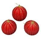 Kit 3 Bolas de Natal Decorada Glitter Brilho Linhas Douradas