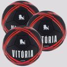 Kit 3 Bolas Vitória Estádios 24 Campo Preta e Vermelha