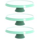 Kit 3 Boleiras com Pedestal Verde Menta Pratos para Bolos 28cm Balcões de Confeitarias Eventos