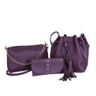 Kit 3 Bolsas Feminina Saco Baladinha E Carteira Varias cores