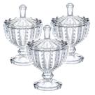 Kit 3 Bomboniere Potiche Baleiro Pote Vidro Porta Joias Decorativo Doces Decoração Redondo
