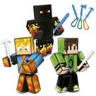 Kit 3 Bonecos Articulado Jogo Mine Athos Lopers Cadres Craft