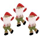Kit 3 Bonecos Papai Noel Pelúcia Scotch Pendente Vermelho e Verde 22cm - Magizi