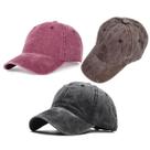 Kit 3 Bonés Aba Curvada Jeans Liso Old Desbotado Sarja Dad Hat Boné de beisebol