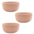 Kit 3 Bowl Tigela Cumbuca De Cerâmica Rosa 11cm Salada Fruta