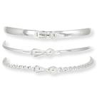 kit 3 Bracelete Pulseira Feminino Rigido Prata Lei Largo