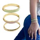 Kit 3 Braceletes Feminino Tons Pastel Banhado Ouro Semijoia