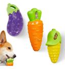 Kit 3 Brinquedo Mordedor porta Petisco Cães cachorros com Apito Milho Berinjela Cenoura Enriquecimento Ambiental