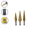 Kit 3 Brocas Escalonada Titânio 4-12 4-20 3-12MM Profissional Com Estojo