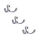 Kit 3 cabide gancho duplo italy line 9015 cromado polvo com parafusos