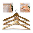 Kit 3 Cabides De Madeira Envernizado Para Guarda Roupa