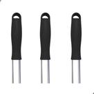 Kit 3 Cabo Aluminio 1,40 Metros Manopla Preto Liso Rosca Universal