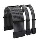 Kit 3 cabo sleeved preto extensor da fonte 1-atx 1-cpu 1-gpu