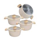 Kit 3 Caçarola Panela De Cerâmica Indução Chicago Rosa Pastel 24cm Kit 3 Caçarola Panela De Cerâmica Indução Chicago Rosa Pastel 24cm