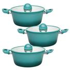 Kit 3 Caçarola Panela De Indução Antiaderente 24cm Miami Verde
