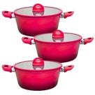 Kit 3 Caçarola Panela De Indução Antiaderente 24cm Miami Vermelha