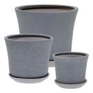 Kit 3 Cachepôs Vaso Decorativo Planta Cinza Cerâmica Kit 3 Cachepôs Vaso Decorativo Planta Cinza Cerâmica