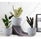 Kit 3 Cachepot Cimento Redondo Floral Jardim 24 X 30