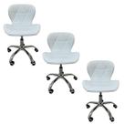 Kit 3 Cadeira Escritório Giratória Stilo Slim confort com rodado cromado Branca Kit 3 Cadeira Escritório Giratória Stilo Slim confort com rodado cromado Branca