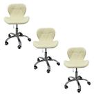 Kit 3 Cadeira Escritório Giratória Stilo Slim confort com rodado cromado Nude Kit 3 Cadeira Escritório Giratória Stilo Slim confort com rodado cromado Nude