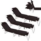 Kit 3 Cadeira Espreguiçadeira 4 Posições Em Alumínio Para Jardim Praia Piscina Preta - Mor