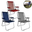 Kit 3 Cadeira Max Alumínio Praia Piscina Camping Até 140 Kg Vermelho Cinza Azul Marinho - Zaka