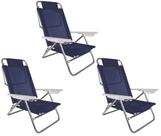 Kit 3 Cadeira Reclinável Summer 6 Posições Alumínio Praia Camping - Mor