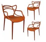 Kit 3 Cadeiras Allegra Terracota Sacada Empilhavel Jantar Restaurante Cafeteria