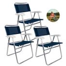 Kit 3 Cadeiras Alumínio Praia Reforçada Até 120Kg Piscina Camping Master - Mor