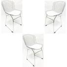 Kit 3 Cadeiras BERTOIA cromada assento branco - Poltronas do Sul