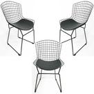 Kit 3 Cadeiras BERTOIA Preta assento preto - Poltronas do Sul