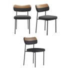 Kit 3 Cadeiras Camila Para Sala Jantar Gourmet em Aço-material sintético-Linho-EdeCasaMoveis